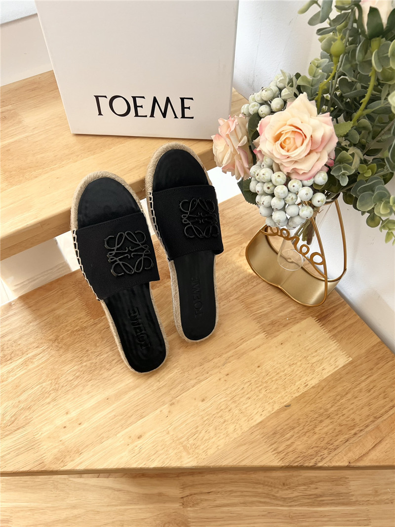 L0ew* espadrille leather slide black