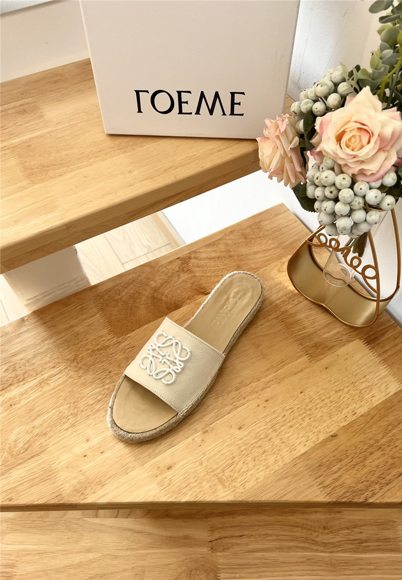 L0ew* espadrille leather white slide