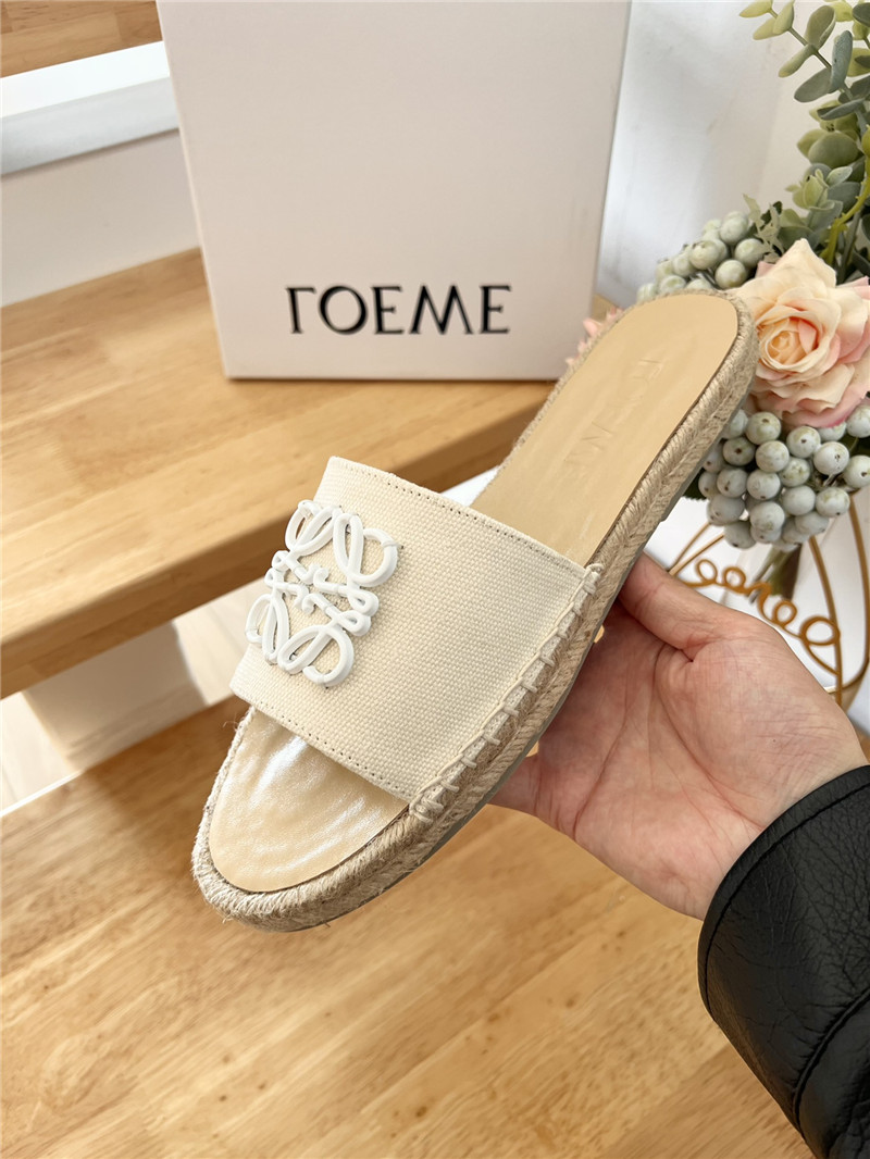 L0ew* espadrille leather white slide