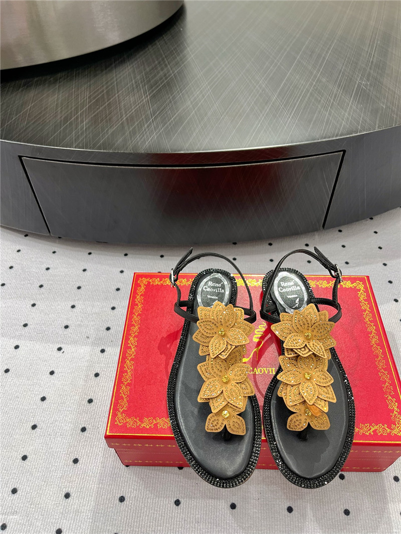 Rene Caovilla Flat Flowers Sandals