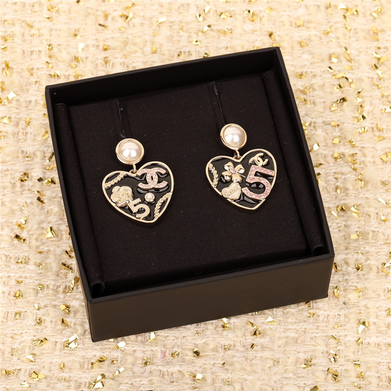 Ch**el white bead love heart earrings