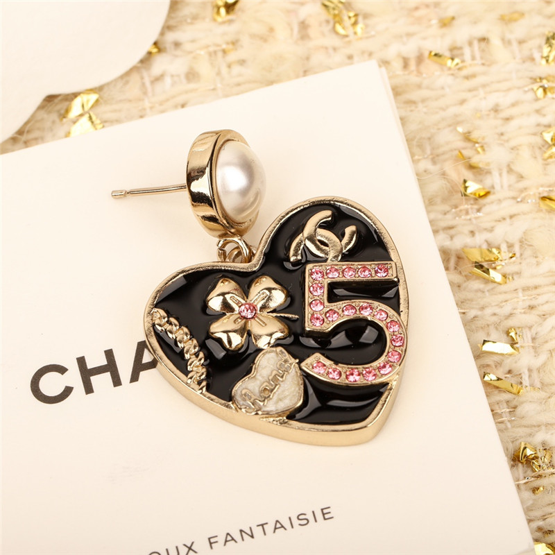 Ch**el white bead love heart earrings