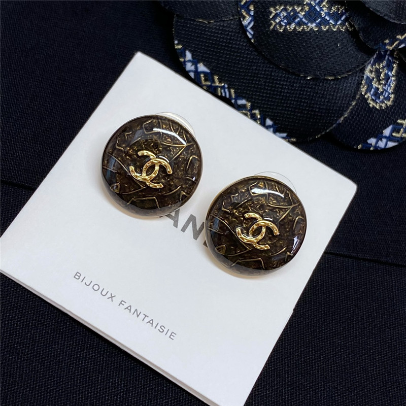 Ch**el round semi-transparent enamel earrings