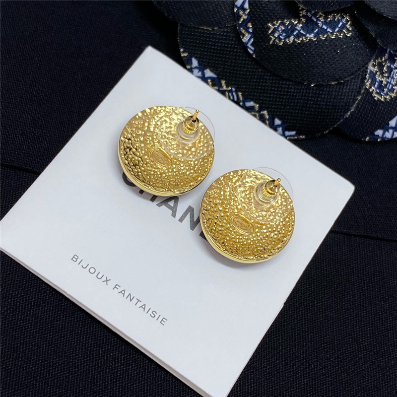 Ch**el round semi-transparent enamel earrings