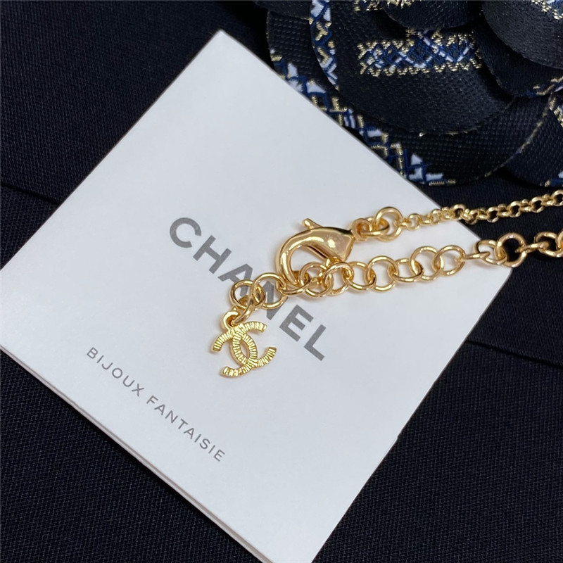 Ch**el gold double c white love necklace