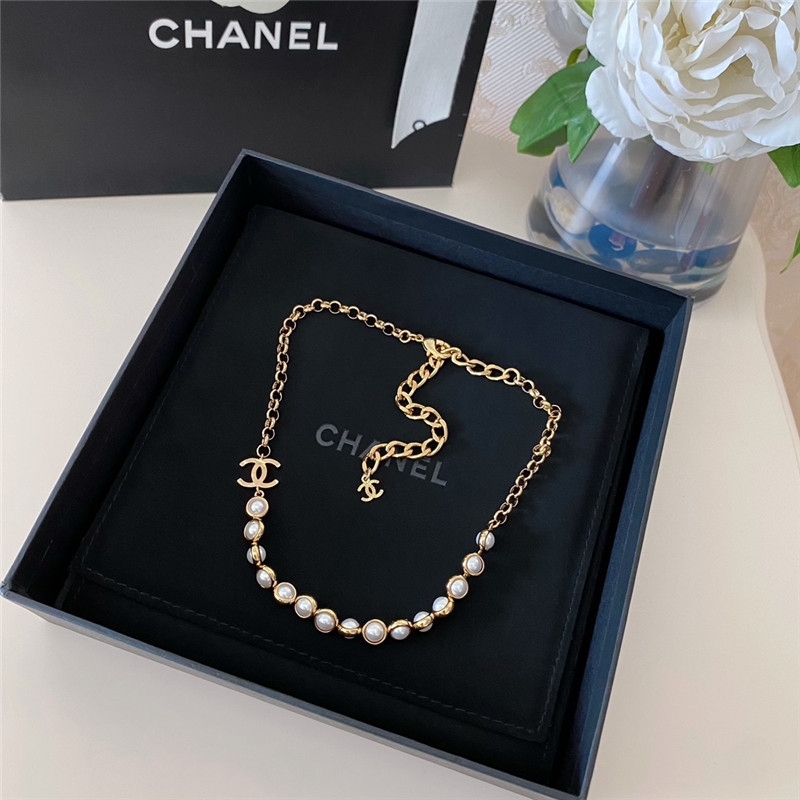 Ch**el half bead half chain necklace
