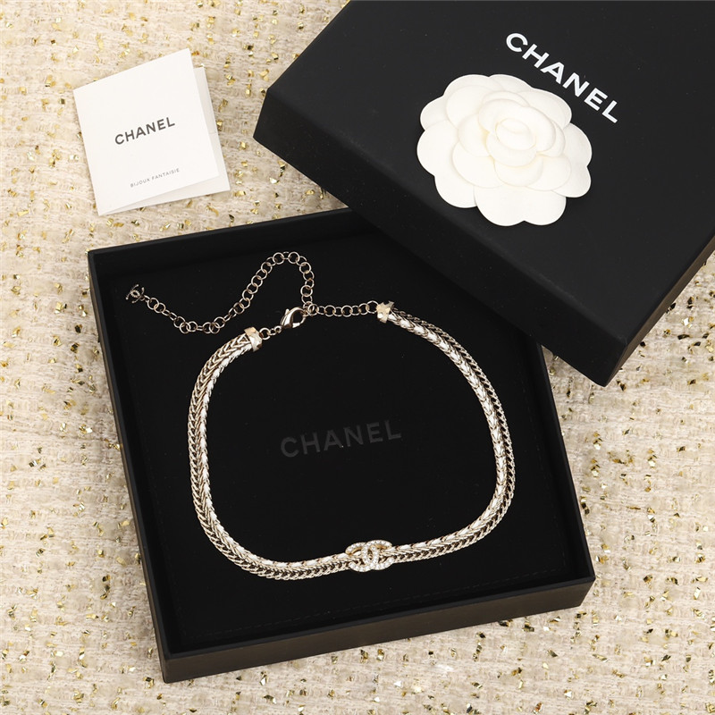 Ch**el black and white double choker necklace