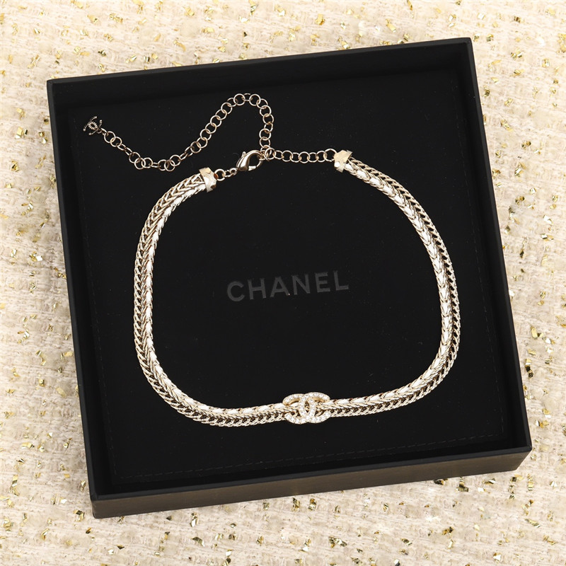 Ch**el black and white double choker necklace