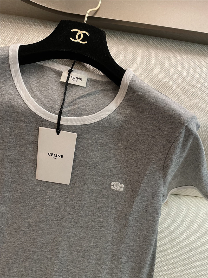 Ce1i*e contrast hem short sleeve replica designer clothes
