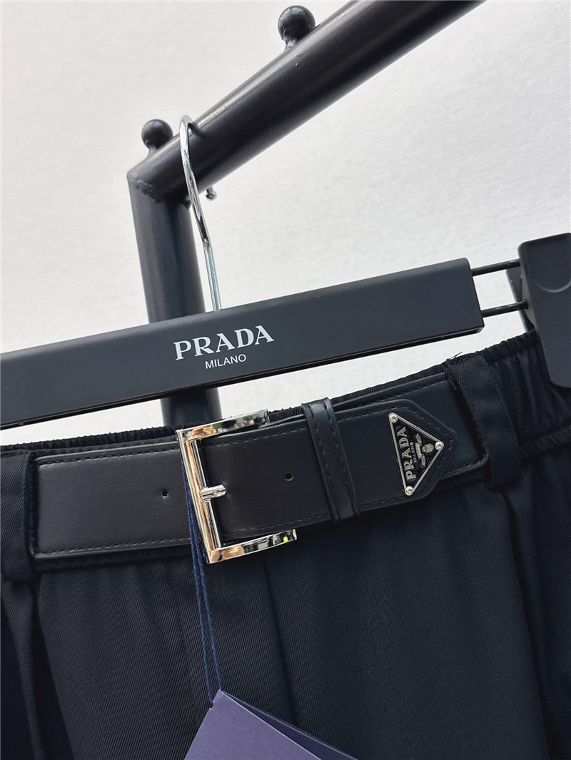 Pra*a new belt decorated trousers replica clothing