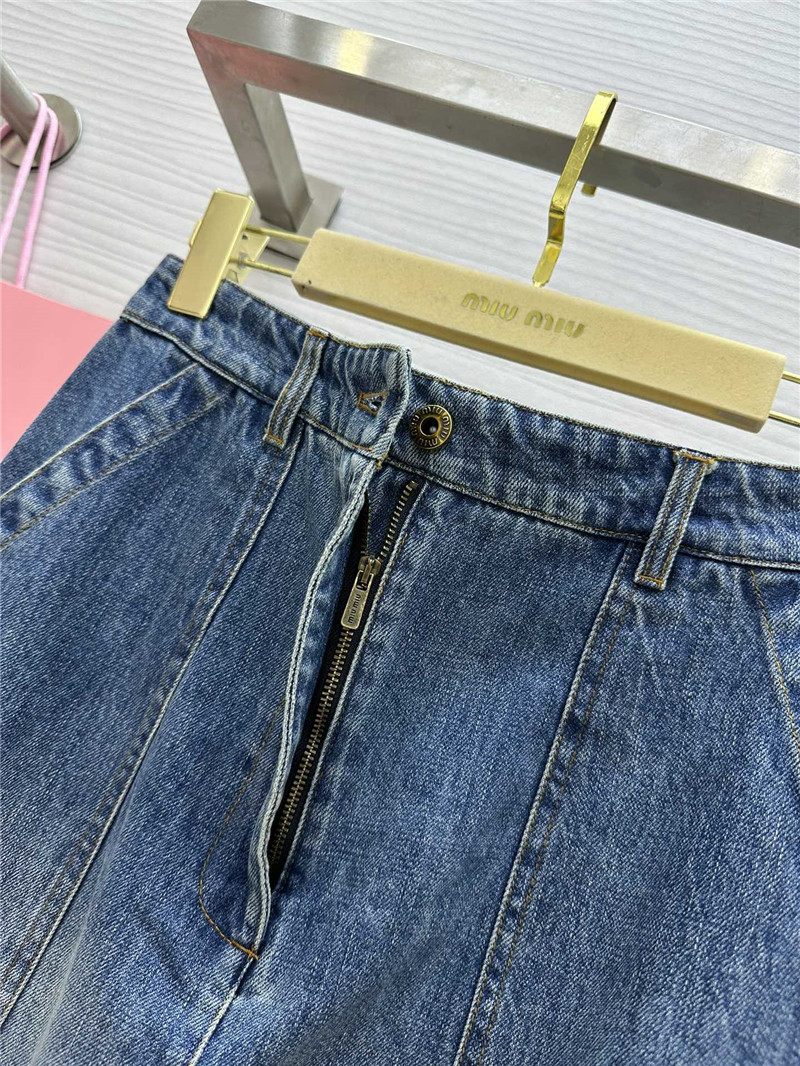 M1um1u mid-length denim skirt cheap replica designer clothes