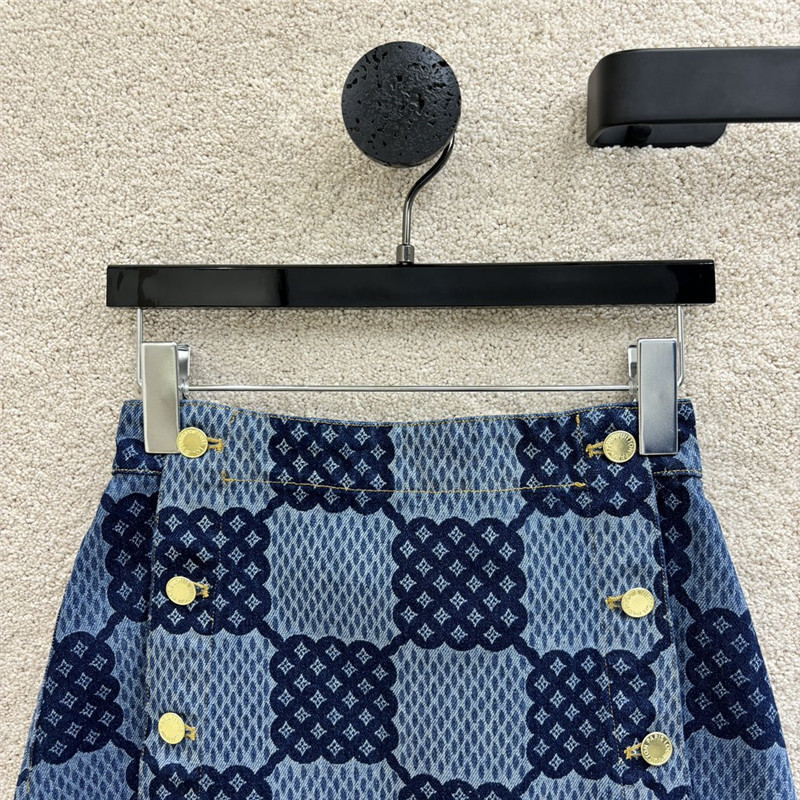 l0vis Vvtt0n lv checkerboard denim skirt replicas clothes