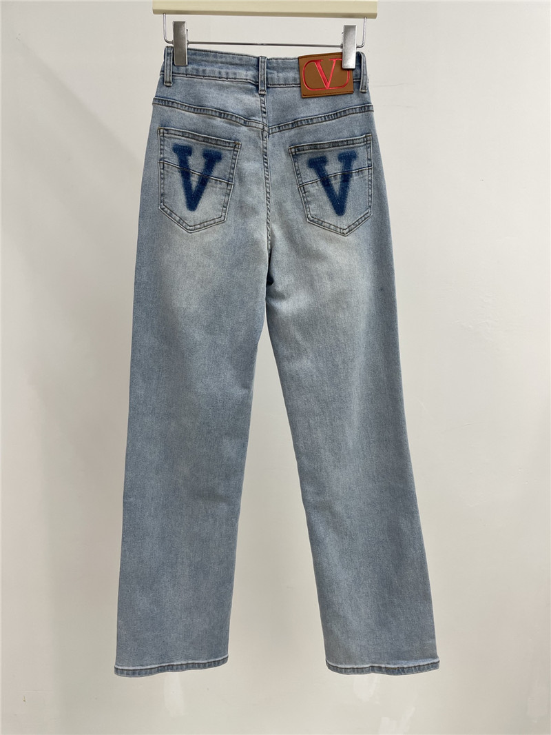 Va1e*ntin0 high waist straight jeans replica clothes