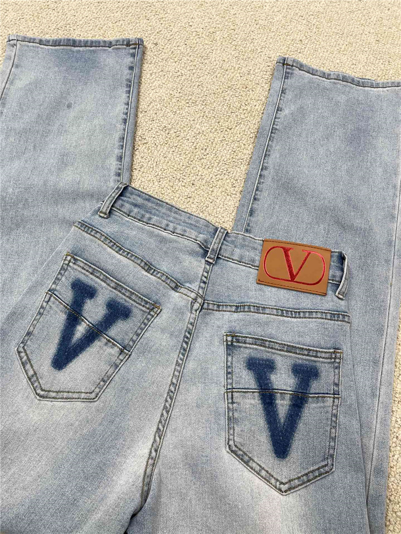 Va1e*ntin0 high waist straight jeans replica clothes