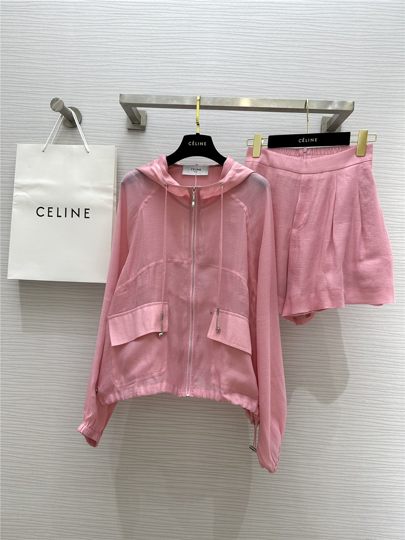 Ce1i*e tencel hooded jacket + shorts set replica clothing sites