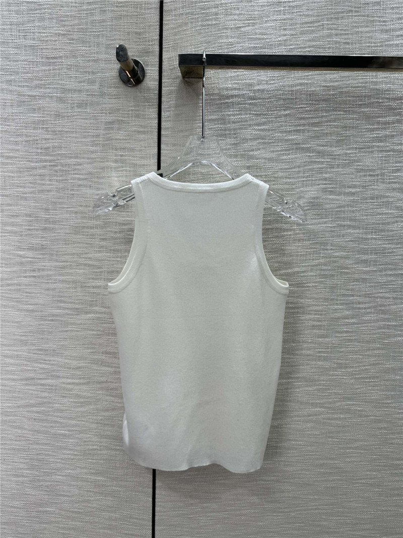 M1um1u gold thread logo knitted vest replicas clothes