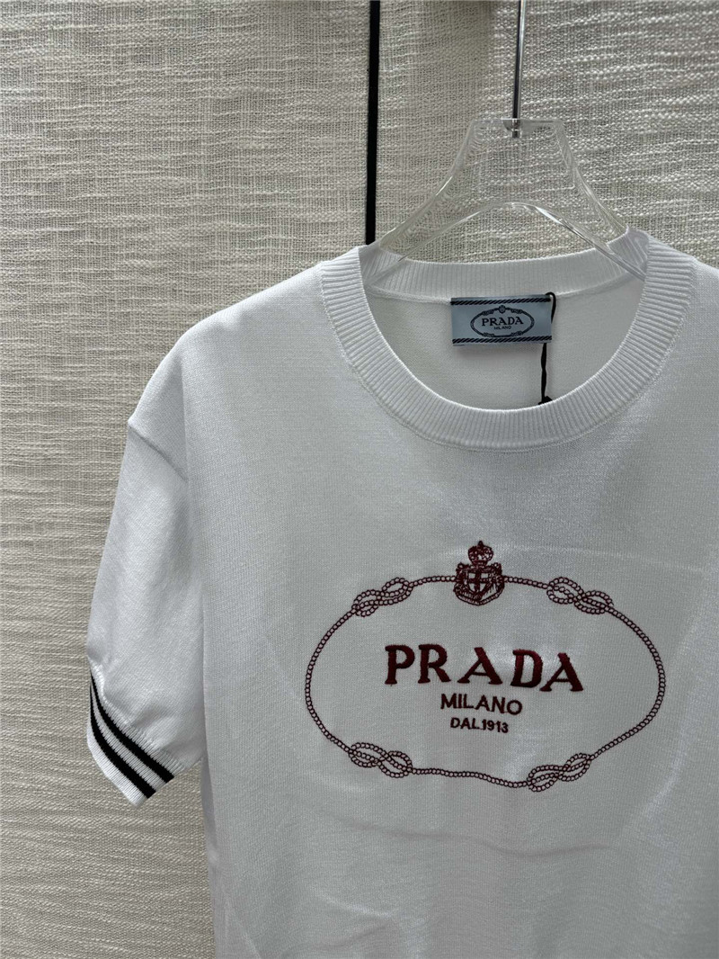 Pra*a round neck knitted short sleeve replica d&g clothing
