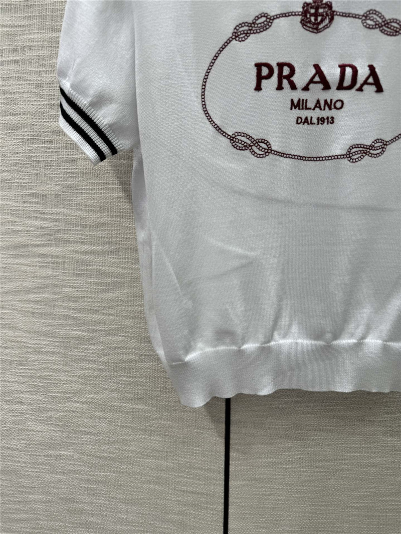 Pra*a round neck knitted short sleeve replica d&g clothing
