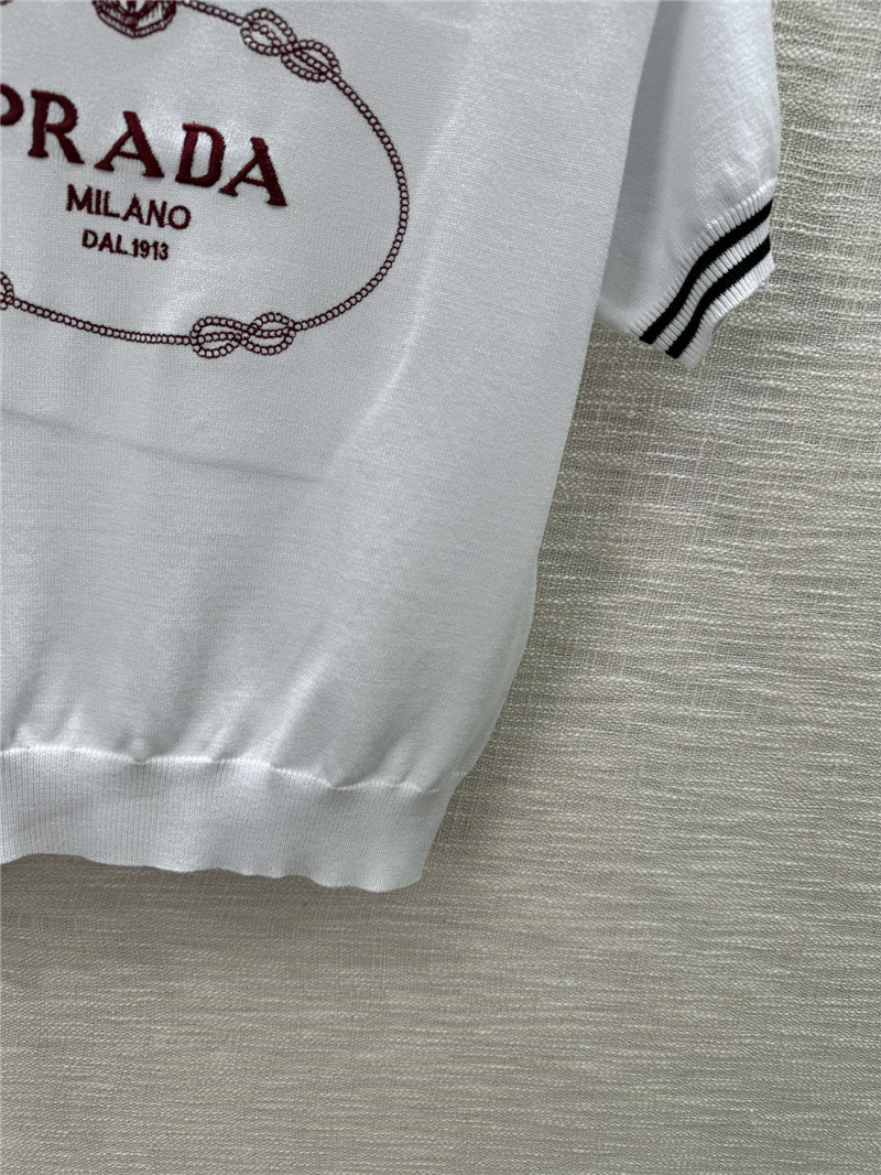 Pra*a round neck knitted short sleeve replica d&g clothing