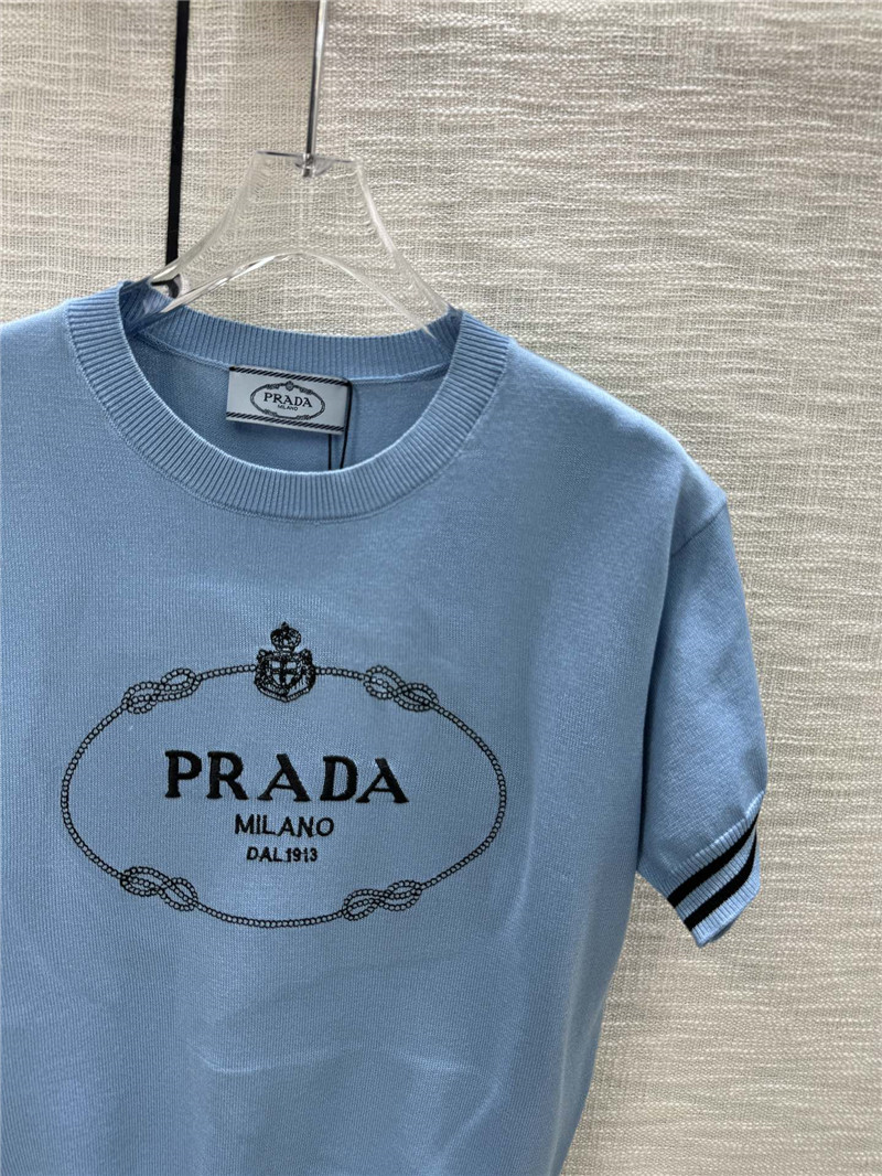 Pra*a round neck knitted short sleeve replica d&g clothing