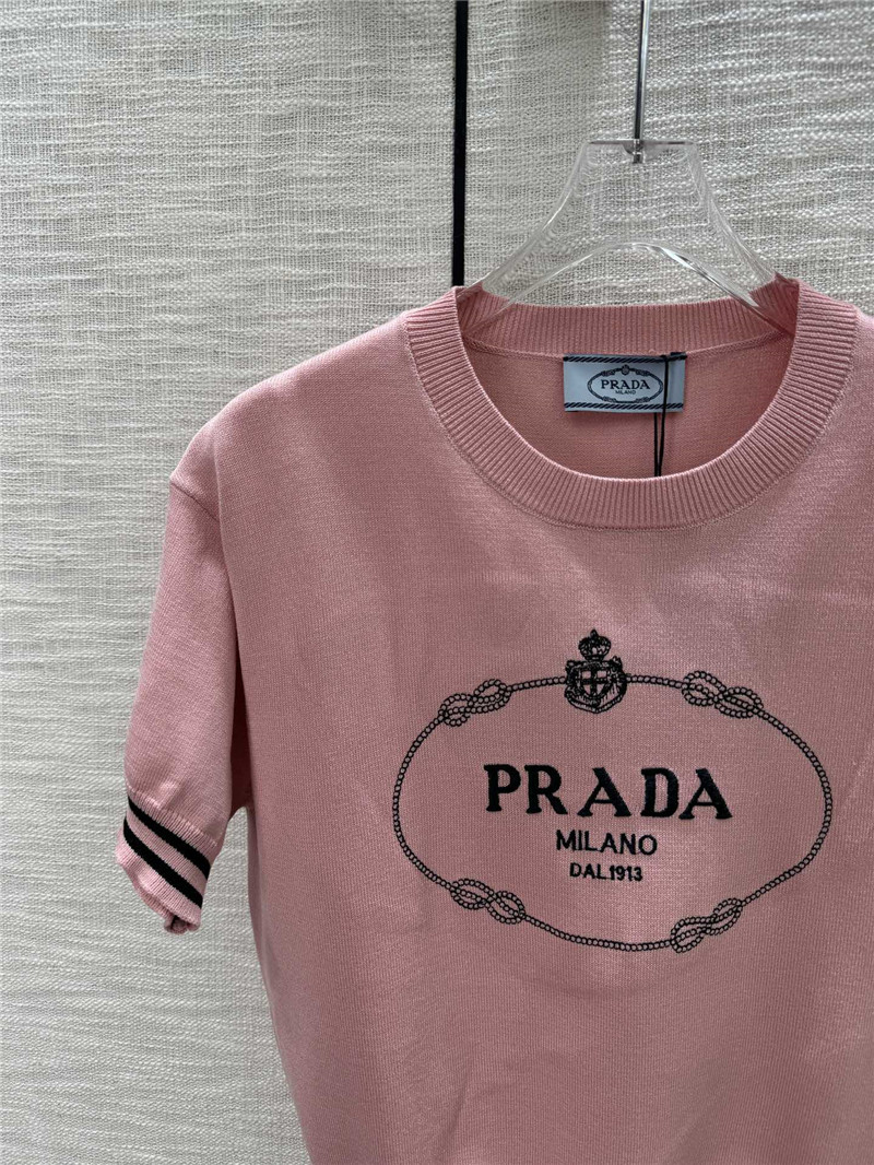 Pra*a round neck knitted short sleeve replica d&g clothing