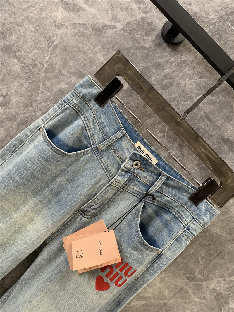 M1um1u red letter love print bootcut jeans replica clothing