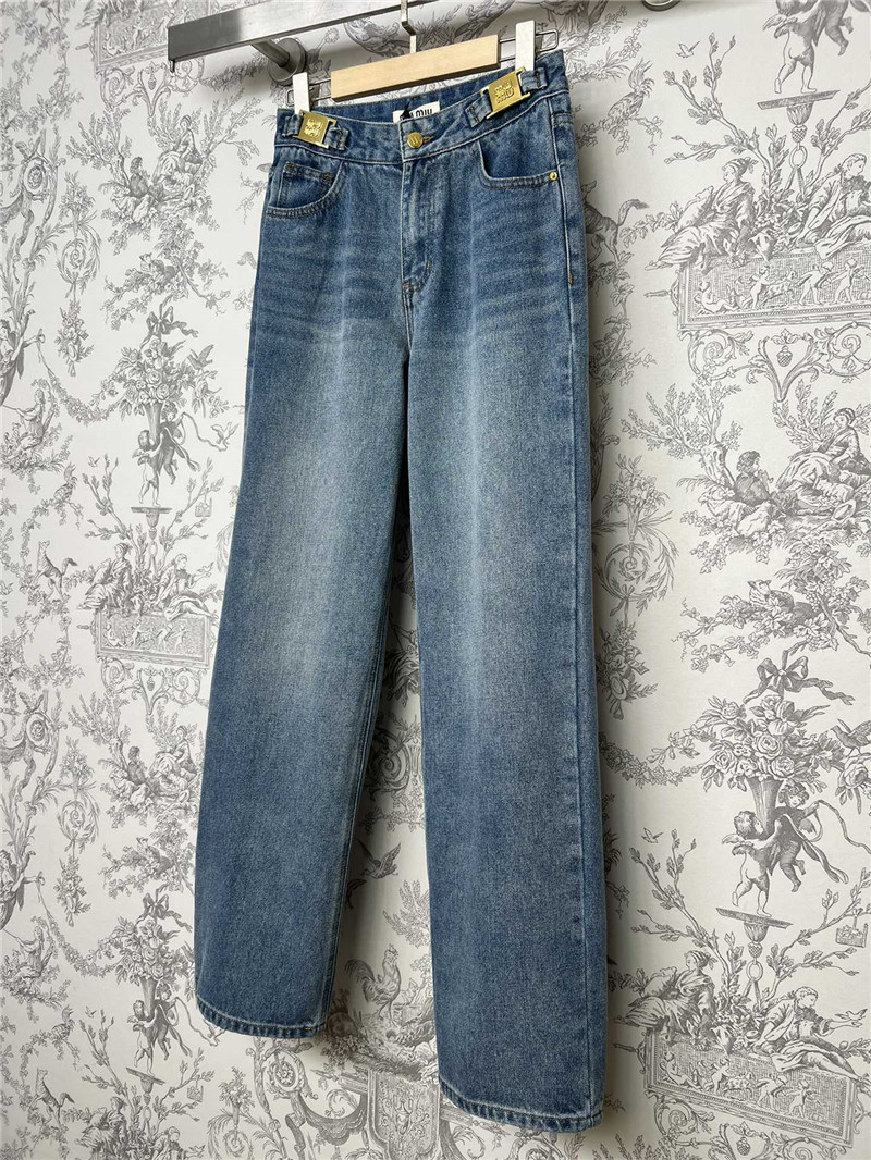 M1um1u high waist denim straight pants replica clothing sites