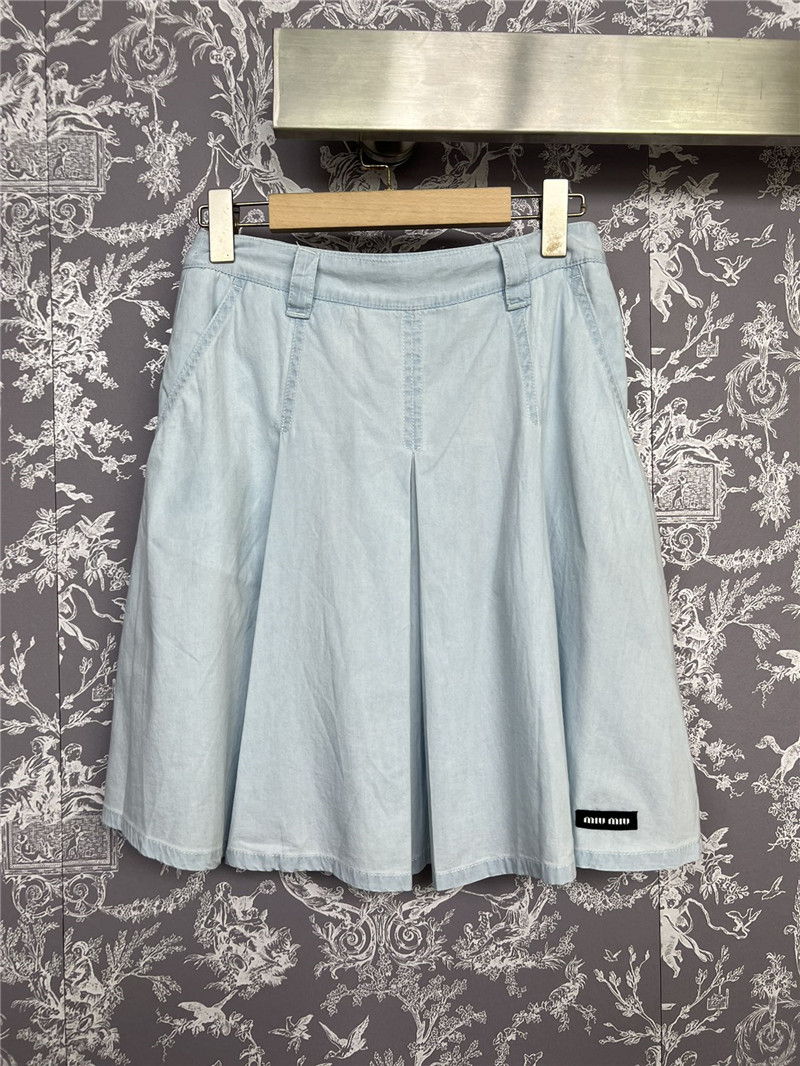 M1um1u sky blue pleated skirt replica clothing sites