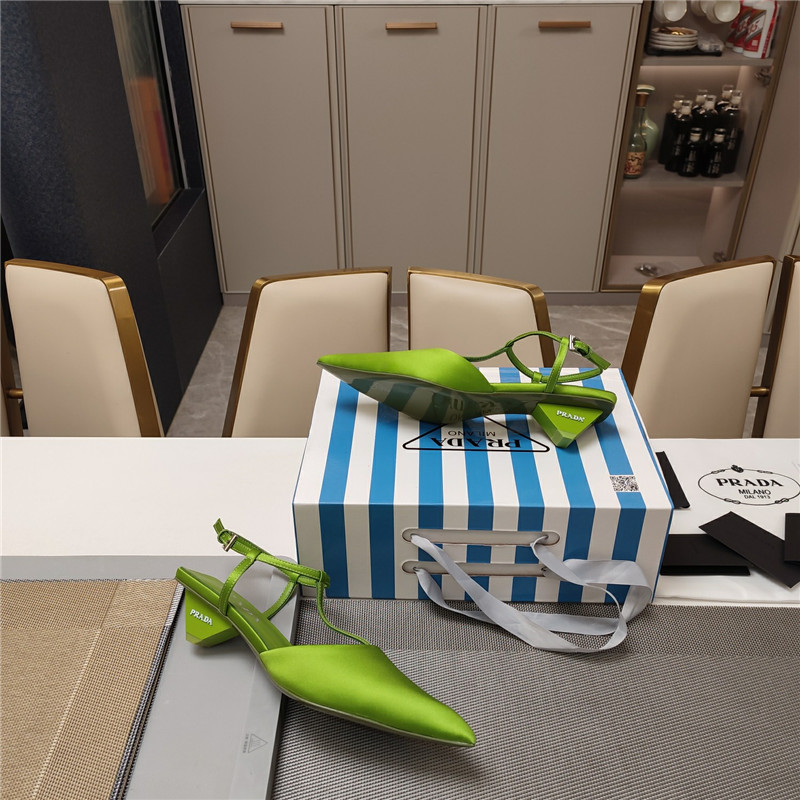 Pra*a leather slingback pumps in green