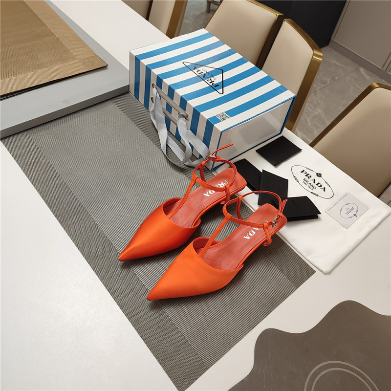 Pra*a leather slingback pumps in orange