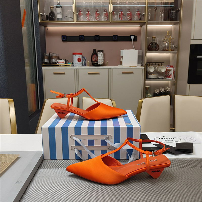 Pra*a leather slingback pumps in orange