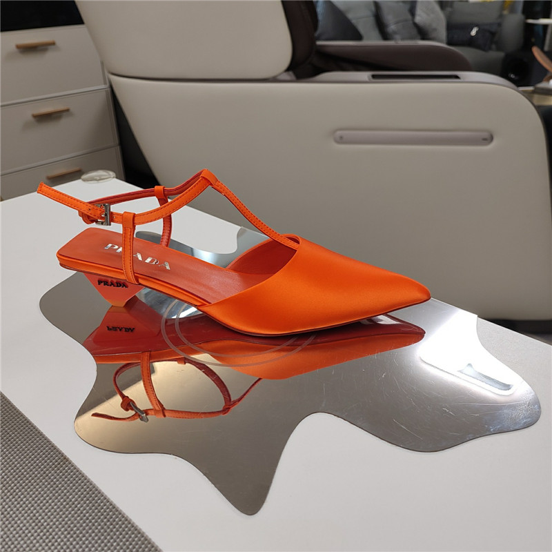 Pra*a leather slingback pumps in orange