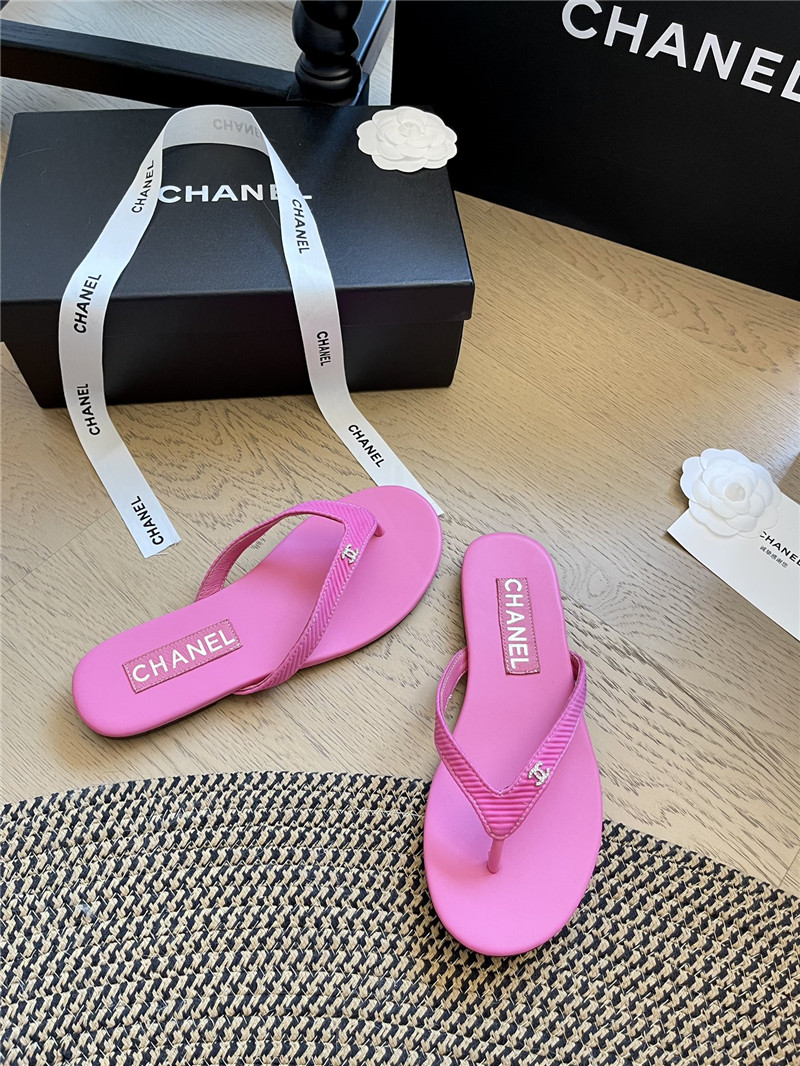 Ch**el flat fuchsia flip flops