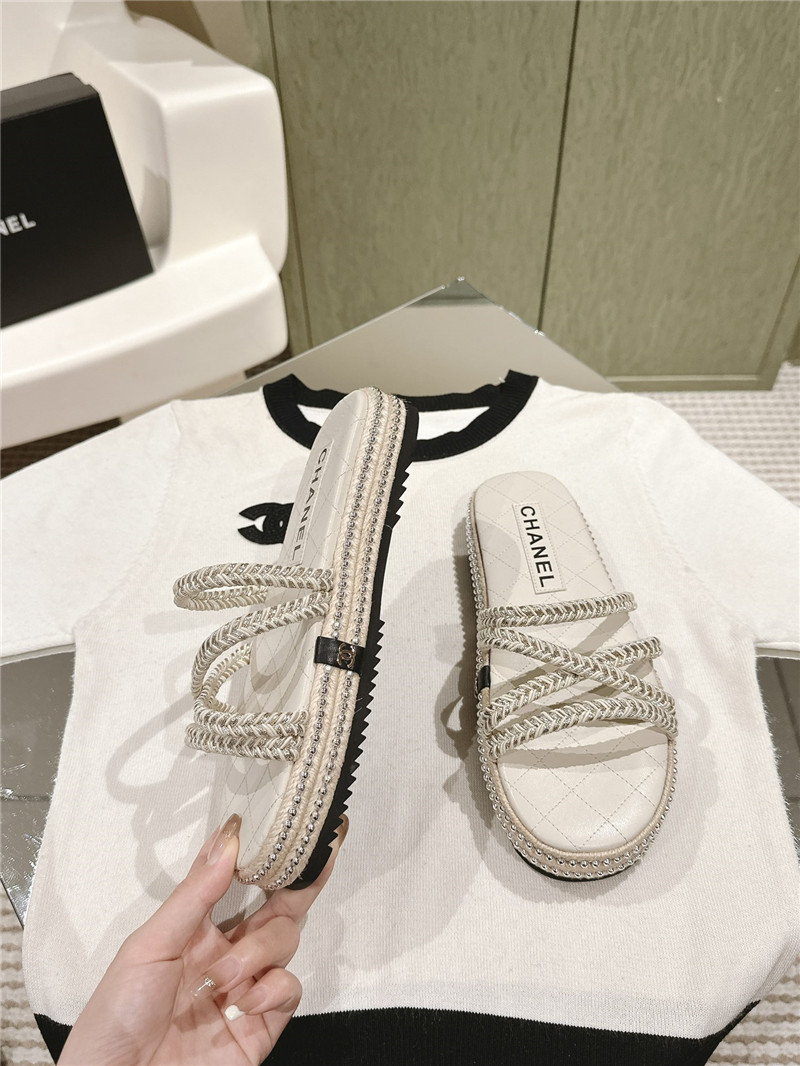 Ch**el logo espadrilles white slides