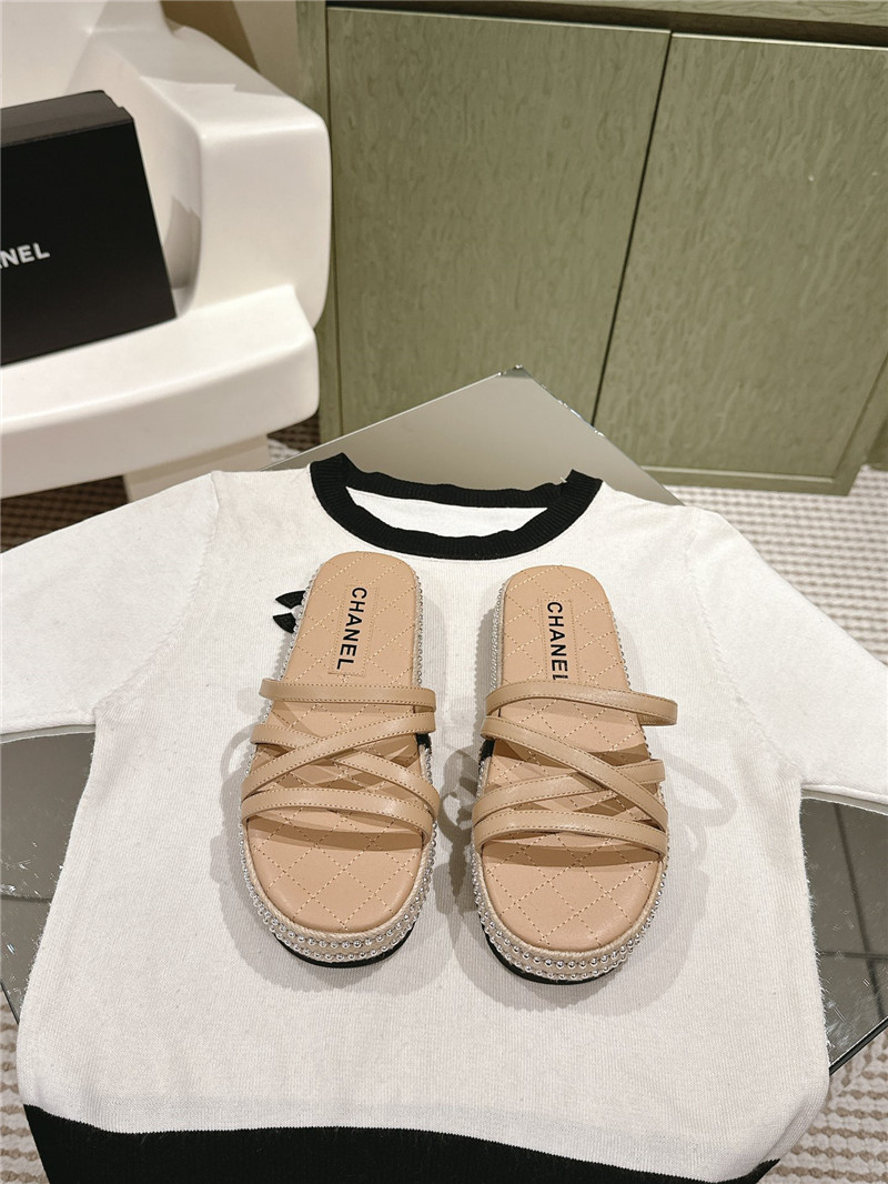 Ch**el logo espadrilles beige slides