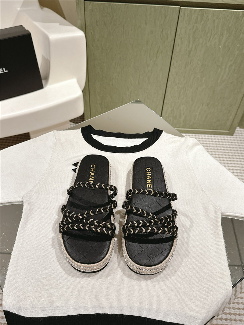 Ch**el logo espadrilles black slides