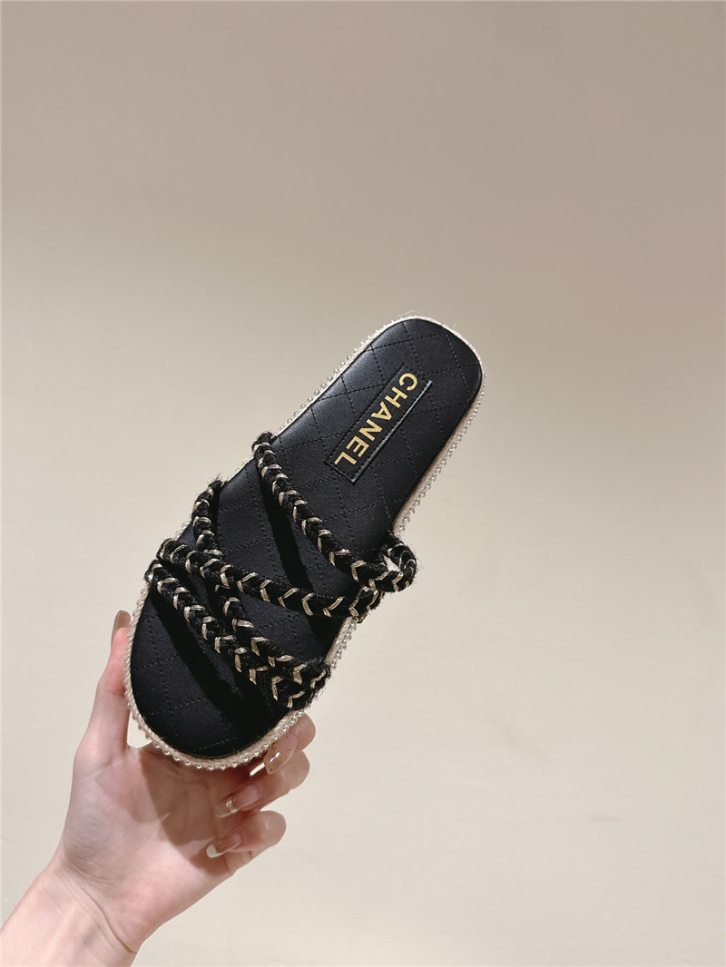 Ch**el logo espadrilles black slides