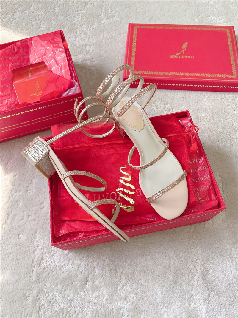 Rene Caovilla Cleo 45 Embellished Satin Sandals in Gold