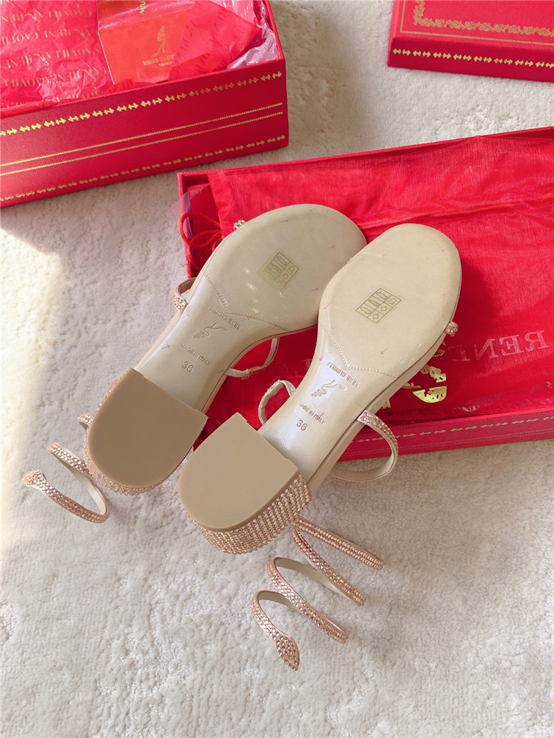 Rene Caovilla Cleo 45 Embellished Satin Sandals in Gold