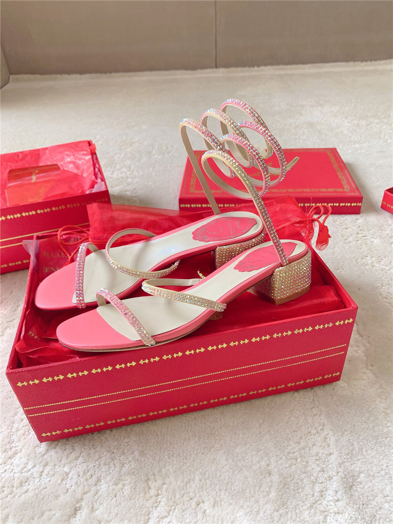 Rene Caovilla Cleo 35mm Crystal-Embellished Sandals in Pink