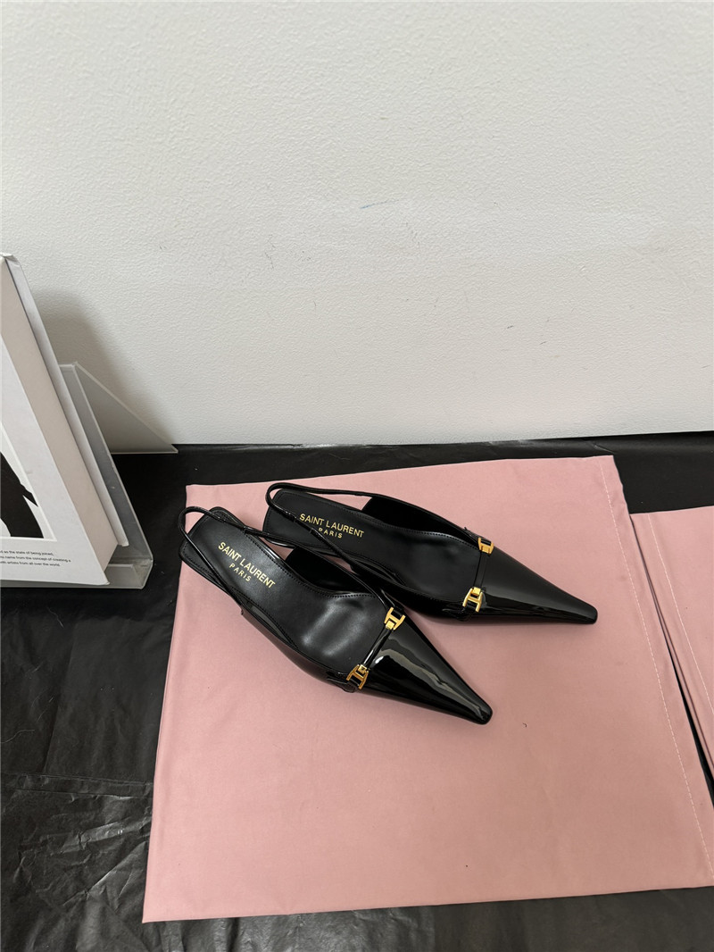 Sa1nt Lau*nt black slingback 50mm patent-leather pumps