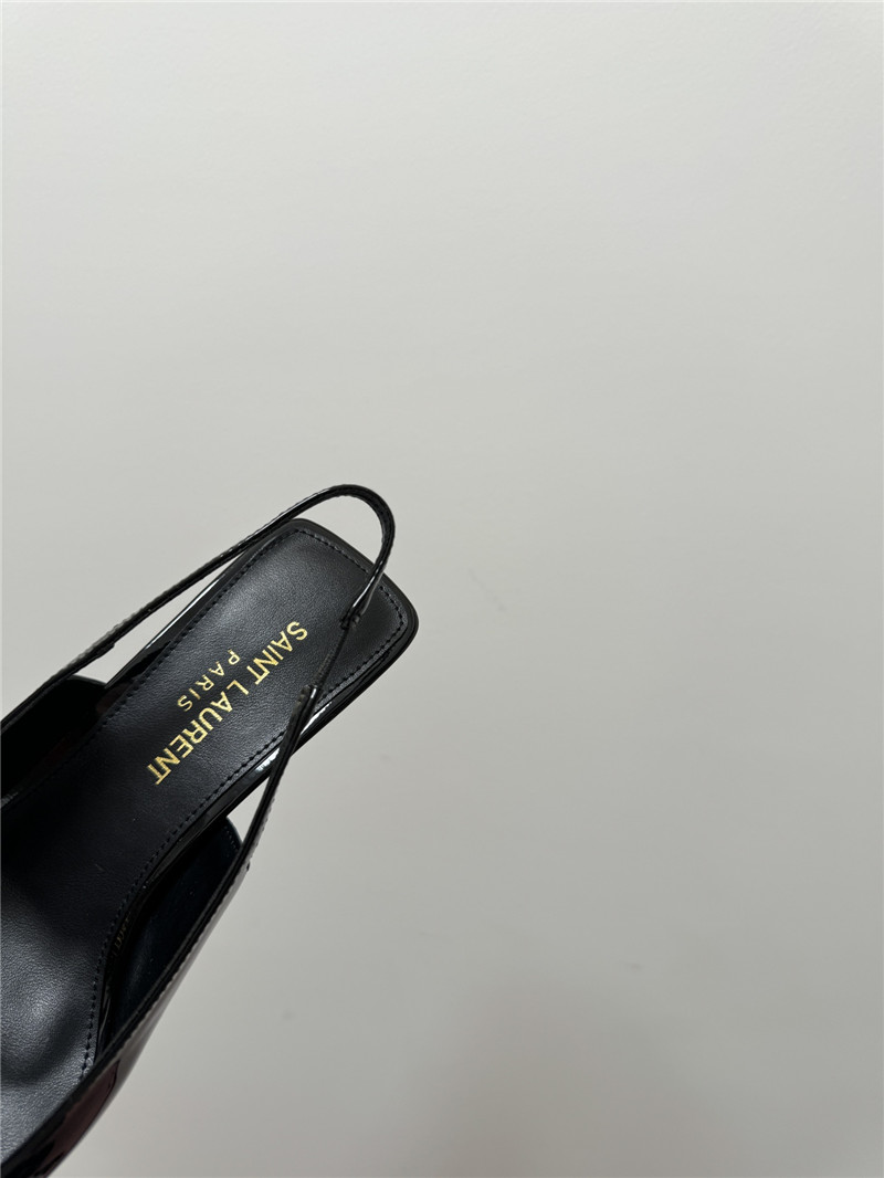 Sa1nt Lau*nt black slingback 50mm patent-leather pumps