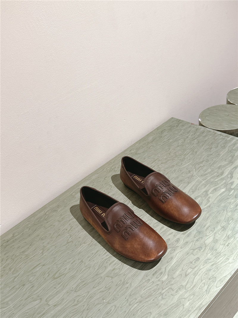 Miu Miu Brown Leather Loafers
