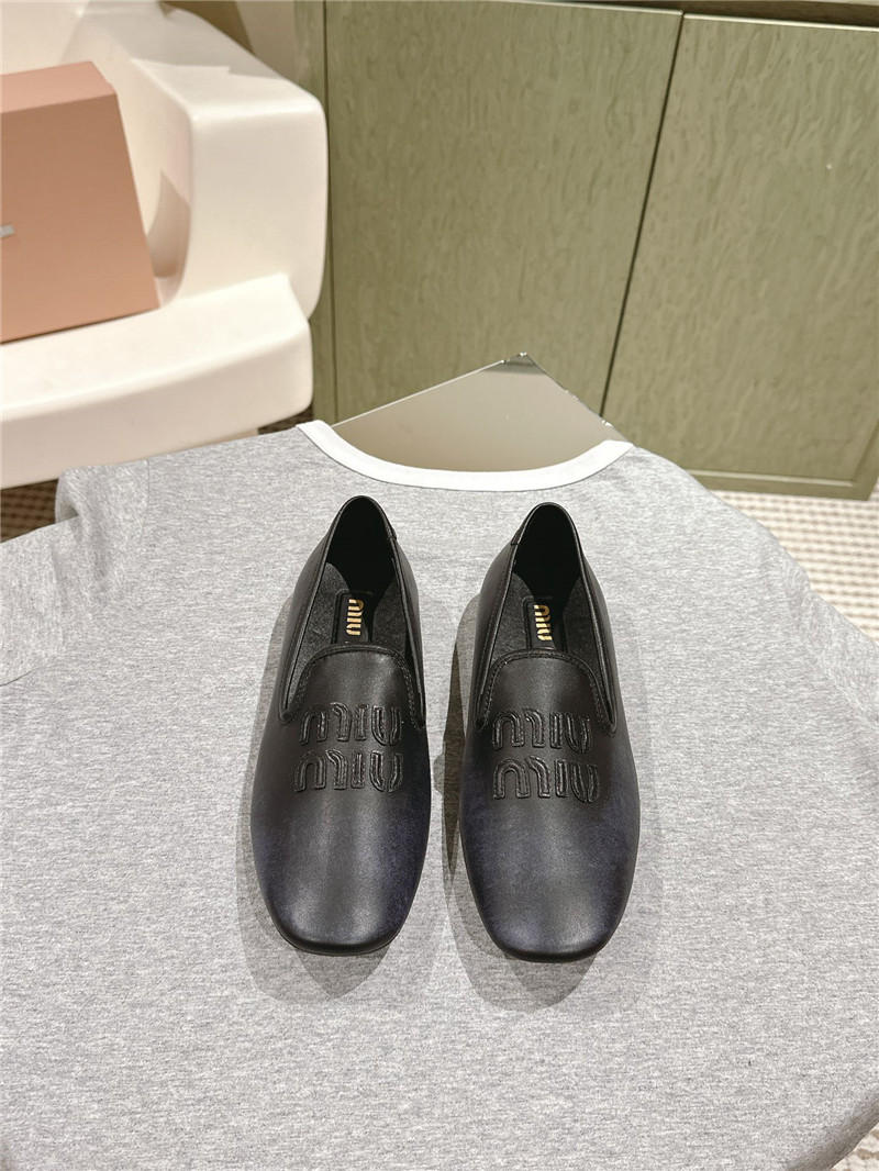Miu Miu Black Leather Loafers