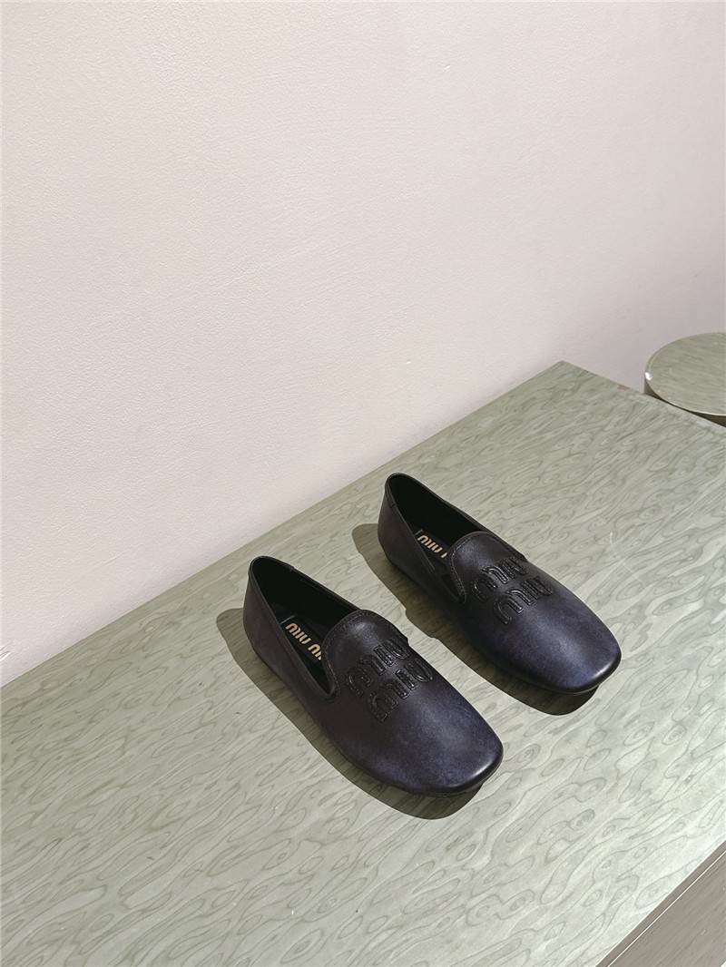 Miu Miu Black Leather Loafers