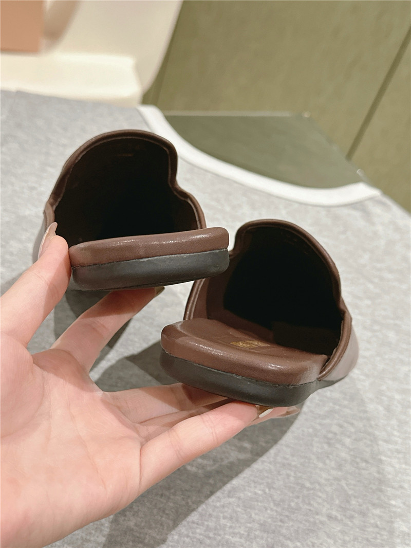 Miu Miu Brown Covered Flat Mules