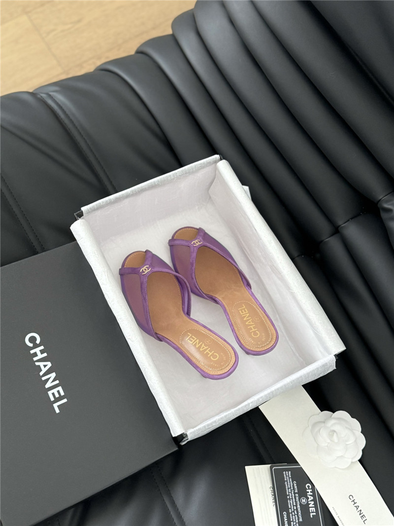 Ch**el mesh grosgrain logo mules purple