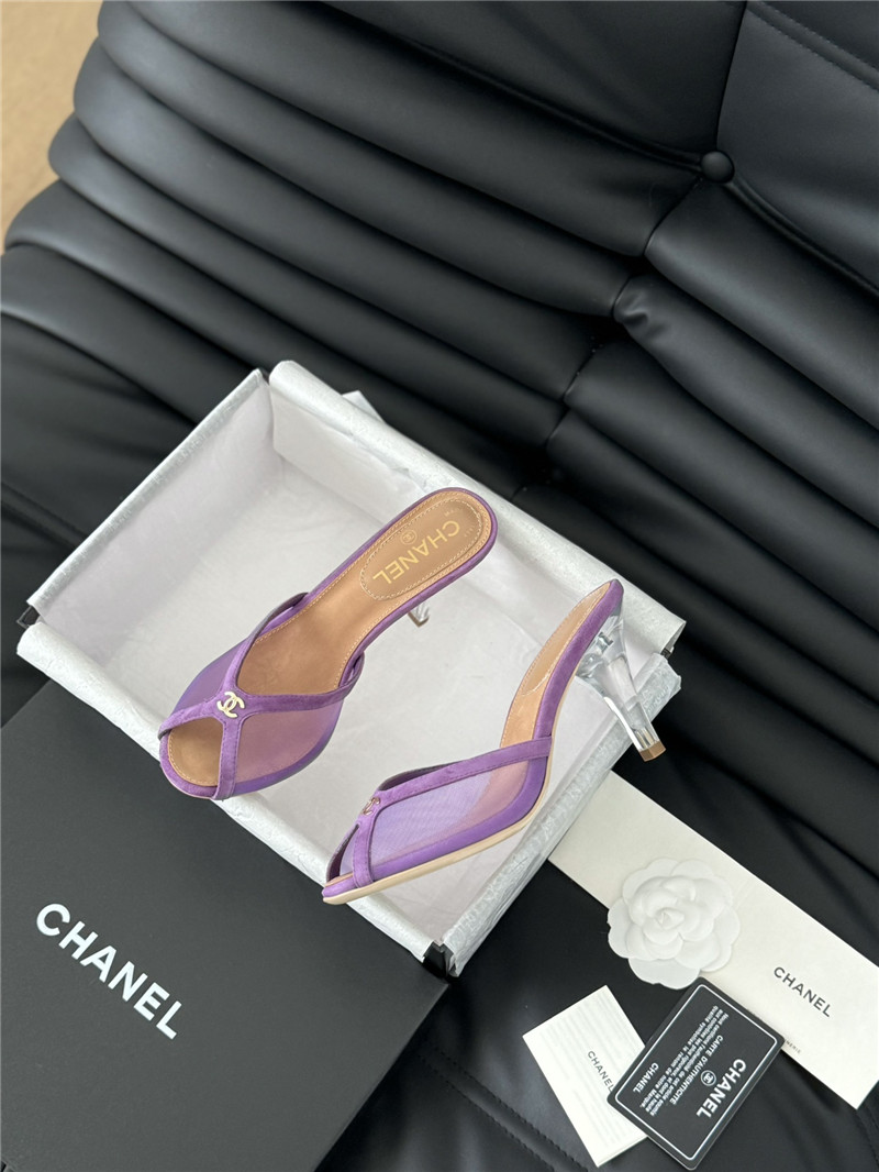 Ch**el mesh grosgrain logo mules purple