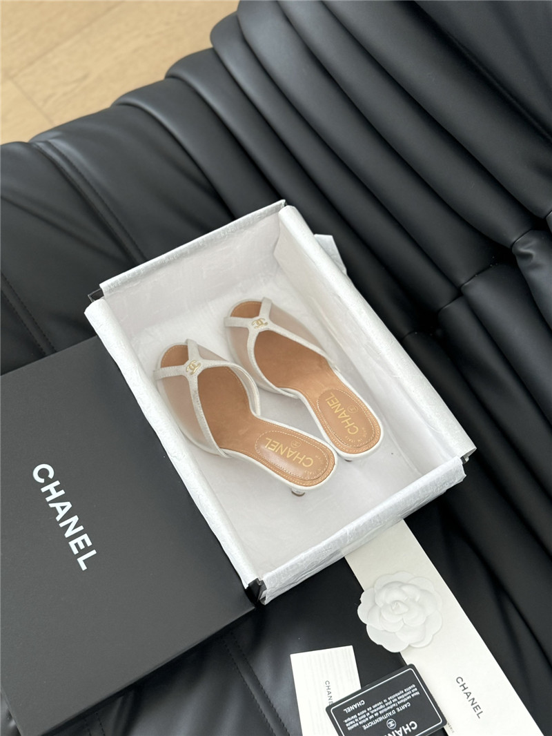 Ch**el mesh grosgrain logo mules white