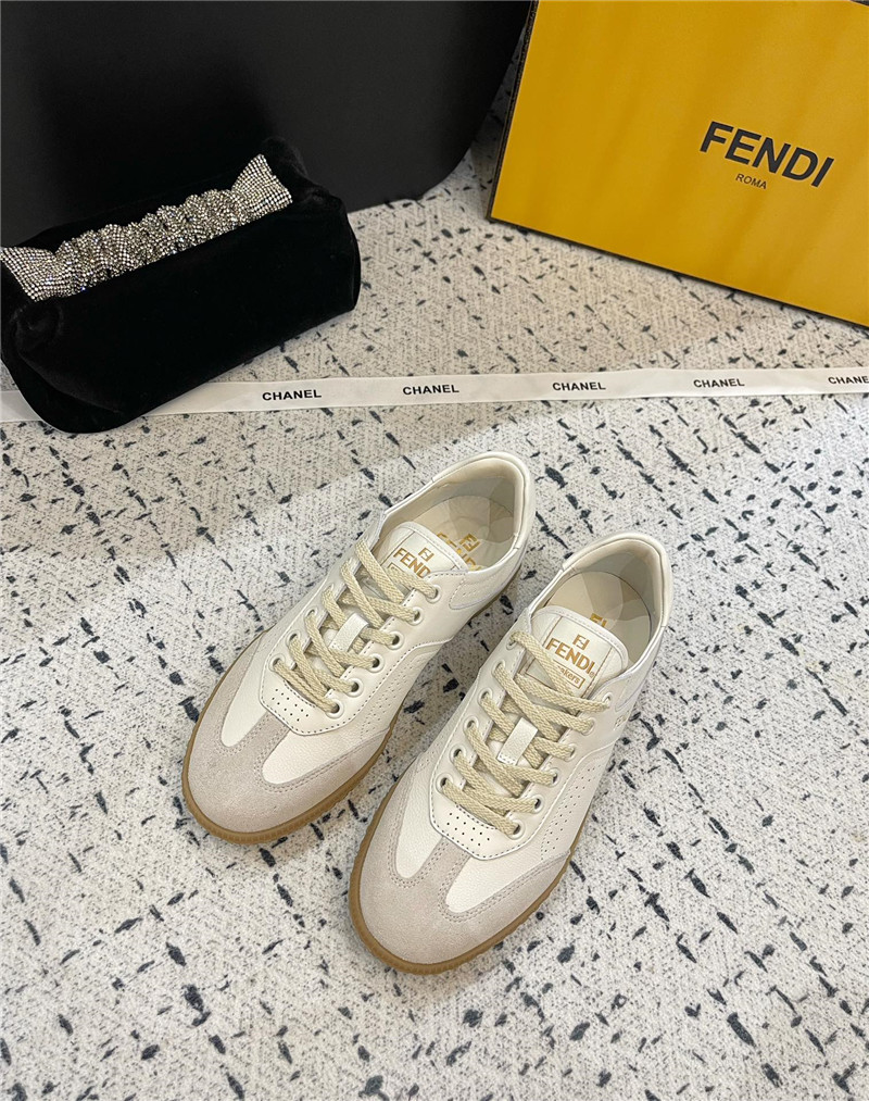 F**di lace-up logo silver sneakers